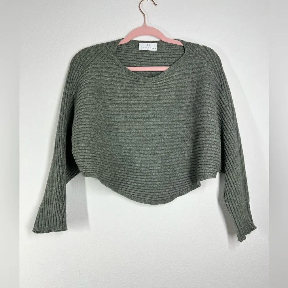 HaveOne Light Olive Chunky Knit Sweater One size made in Italy